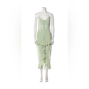 For love & Lemon Elegant Green Lace Midi Dress